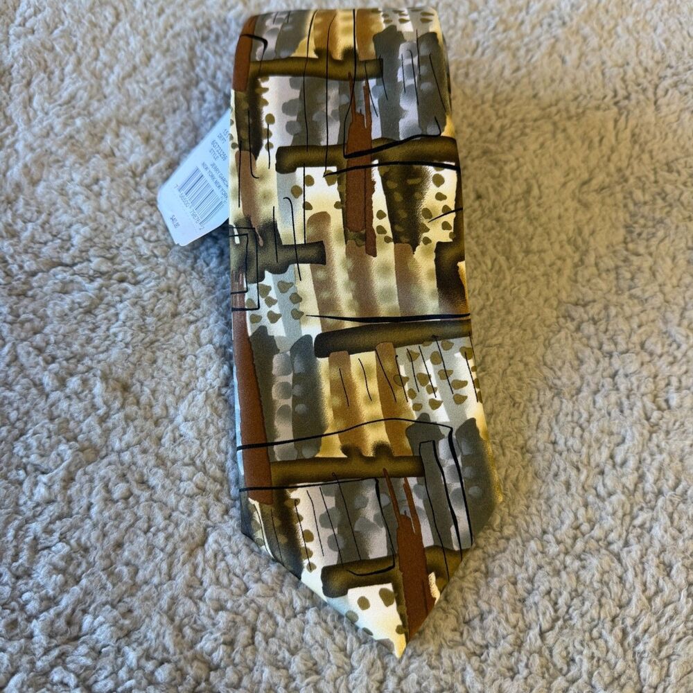 J. GARCIA ‎ Tie Mens New York New York Green Brown Abstract 6G733259